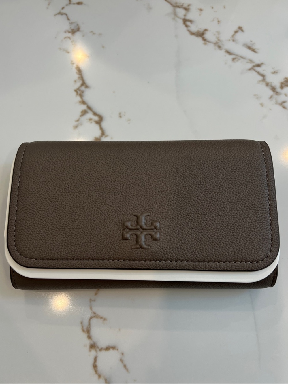Tory Burch Wild Mushroom Leather Cross Body Bag with Wallet